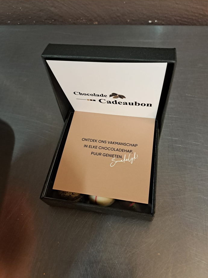 Cadeaubon chocolade in doosje pralines